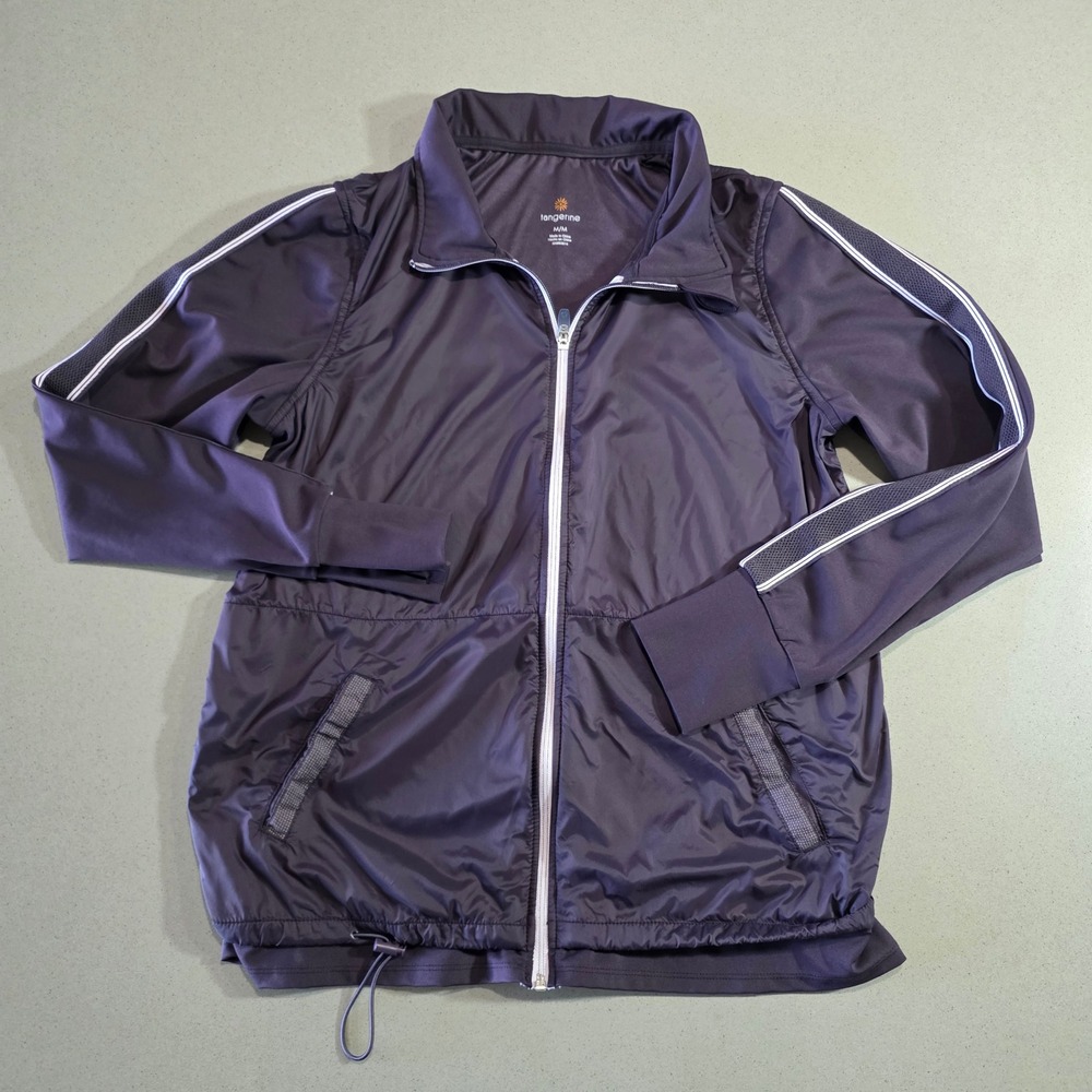 Tangerine Womens Full Zip Track Jacket Purple Thumbhole Cuffs Size Medium
